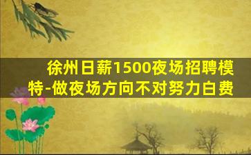 徐州日薪1500夜场招聘模特-做夜场方向不对努力白费